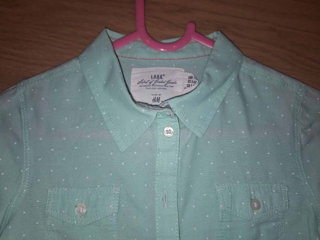 Koszula kropki miętowa H&M rozmiar 116