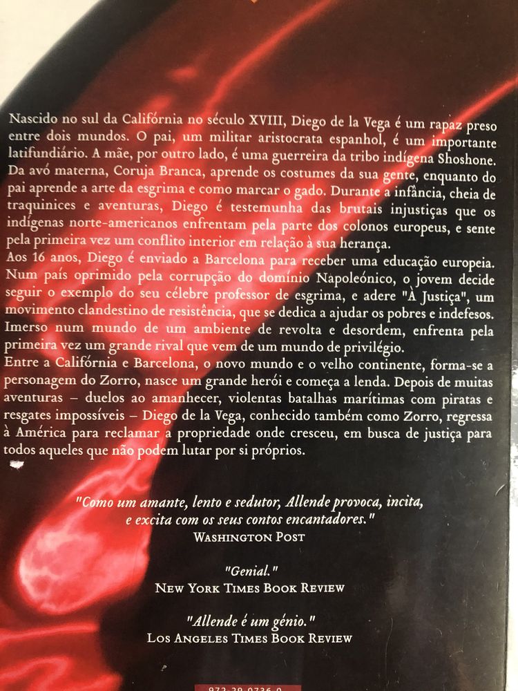 Livro Zorro o começar da lenda - isabel allende