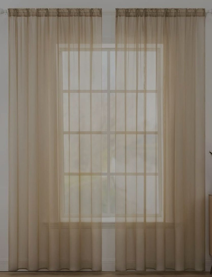 Przezroczyste zasłony okienne w jednolitym kolorze