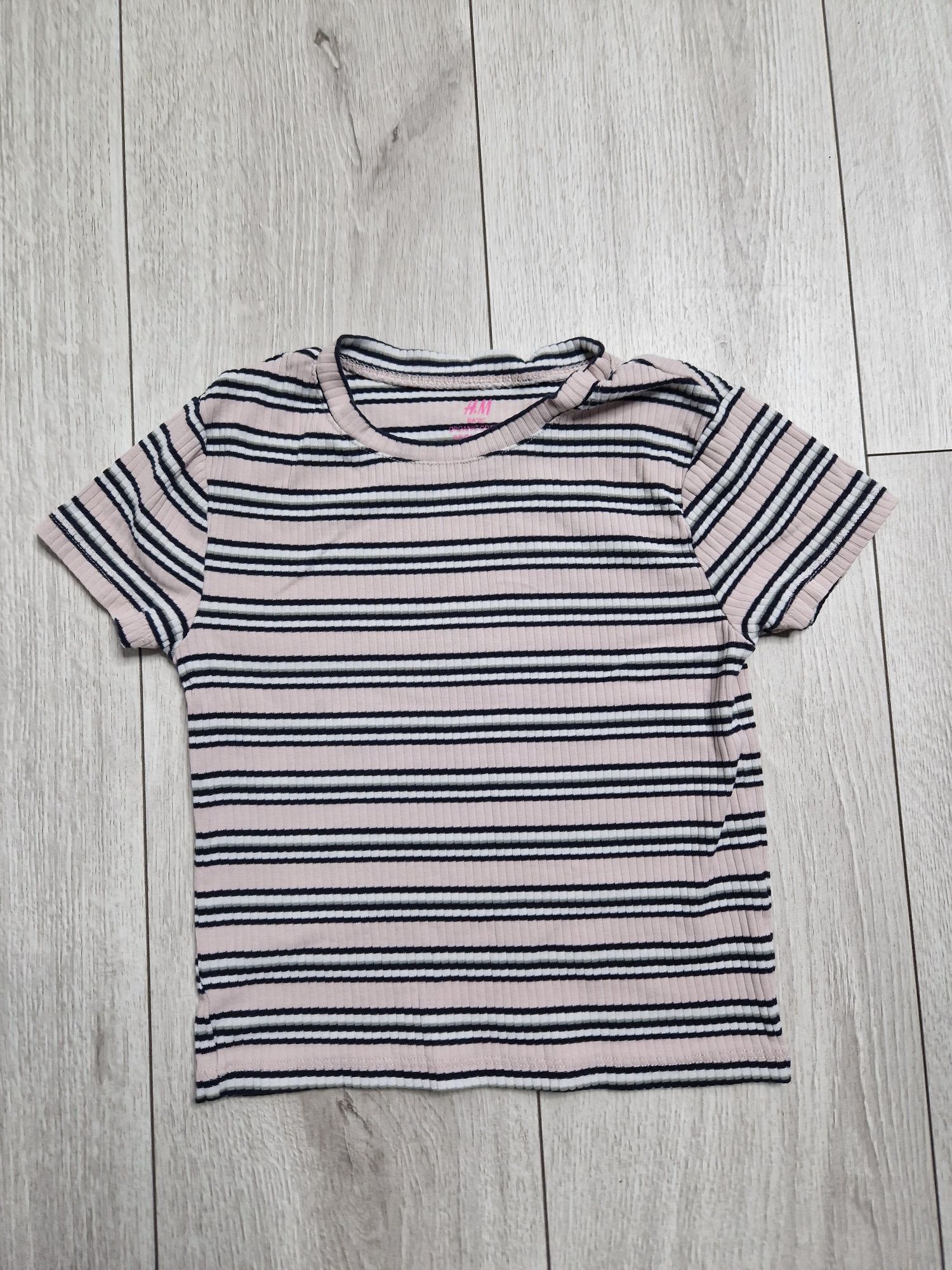 T-shirt bluzka na krótki rękaw H&M paski r 134 - 140 prążek