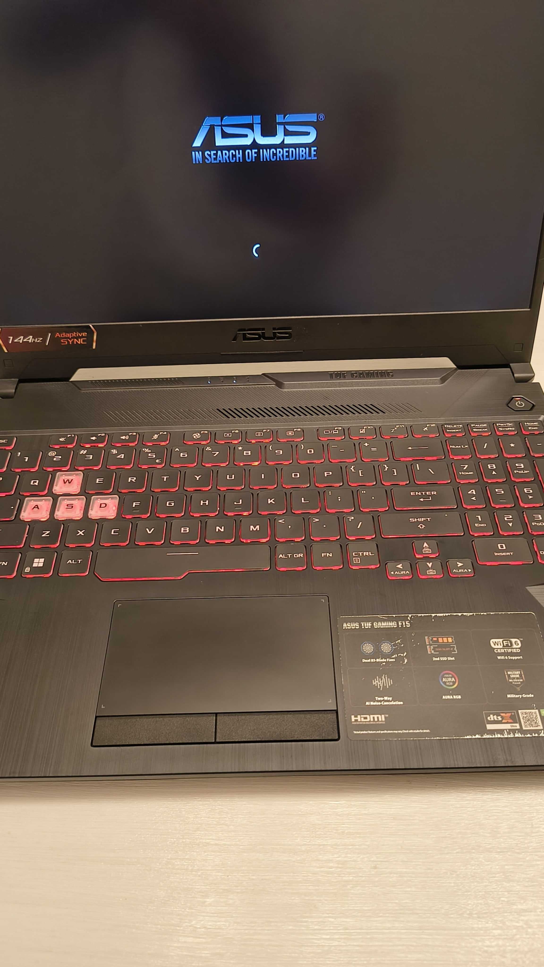 Laptop ASUS TUF Gaming F15 /i5/32GB/512GB/Win11/RTX3050/144Hz