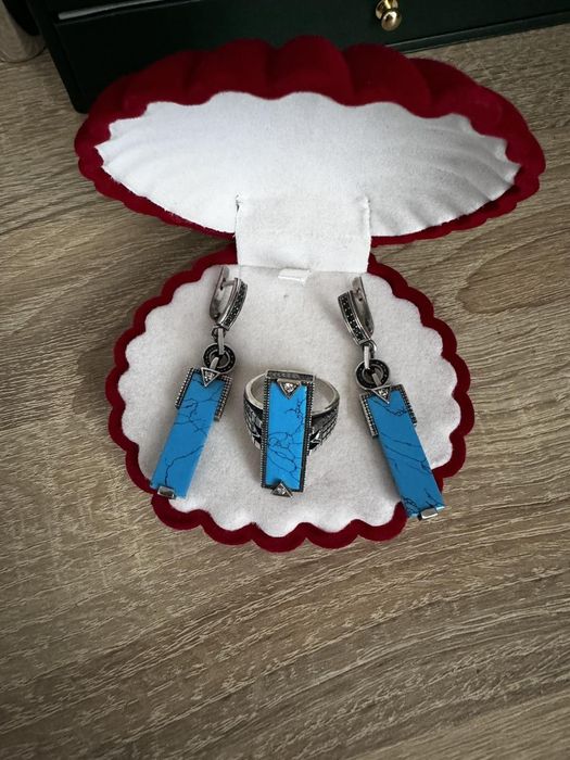 Сережки бирюза срібло, серьги сереброро, 925 проба