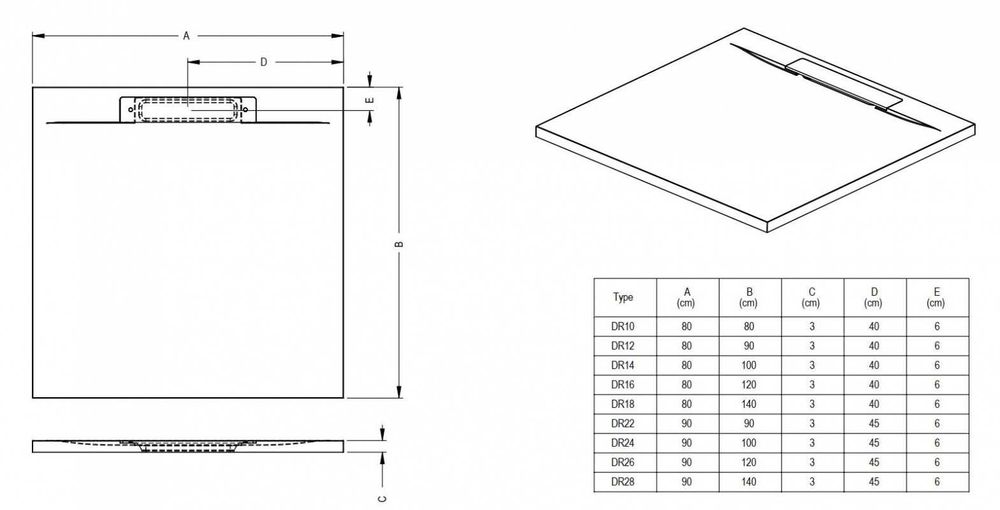 RIHO Isola Brodzik prostokątny 100x90 cm szary mat DR24090