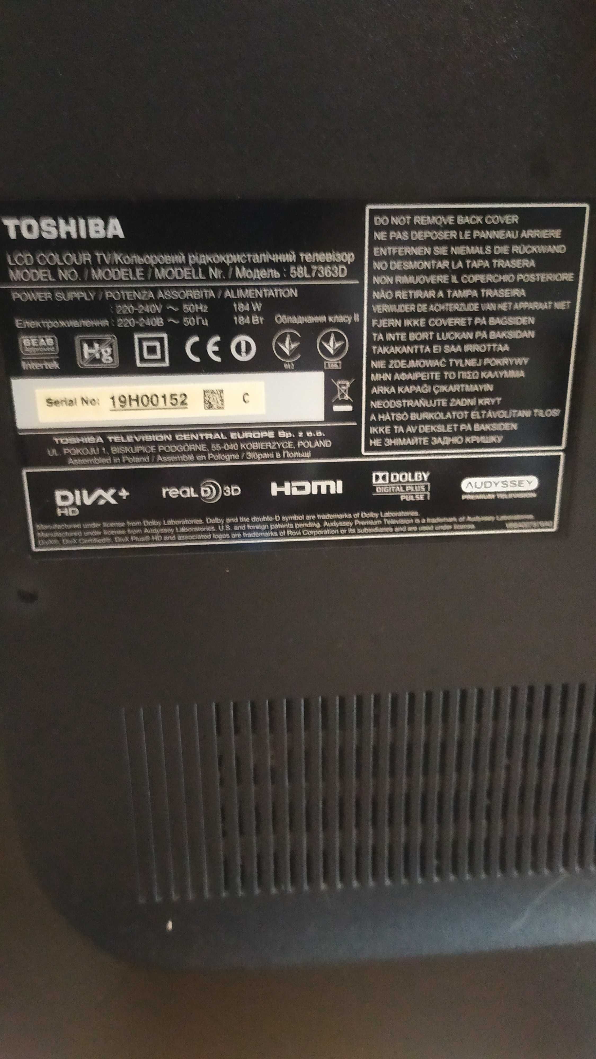 Telewizor Toshiba 58 cali + stojak