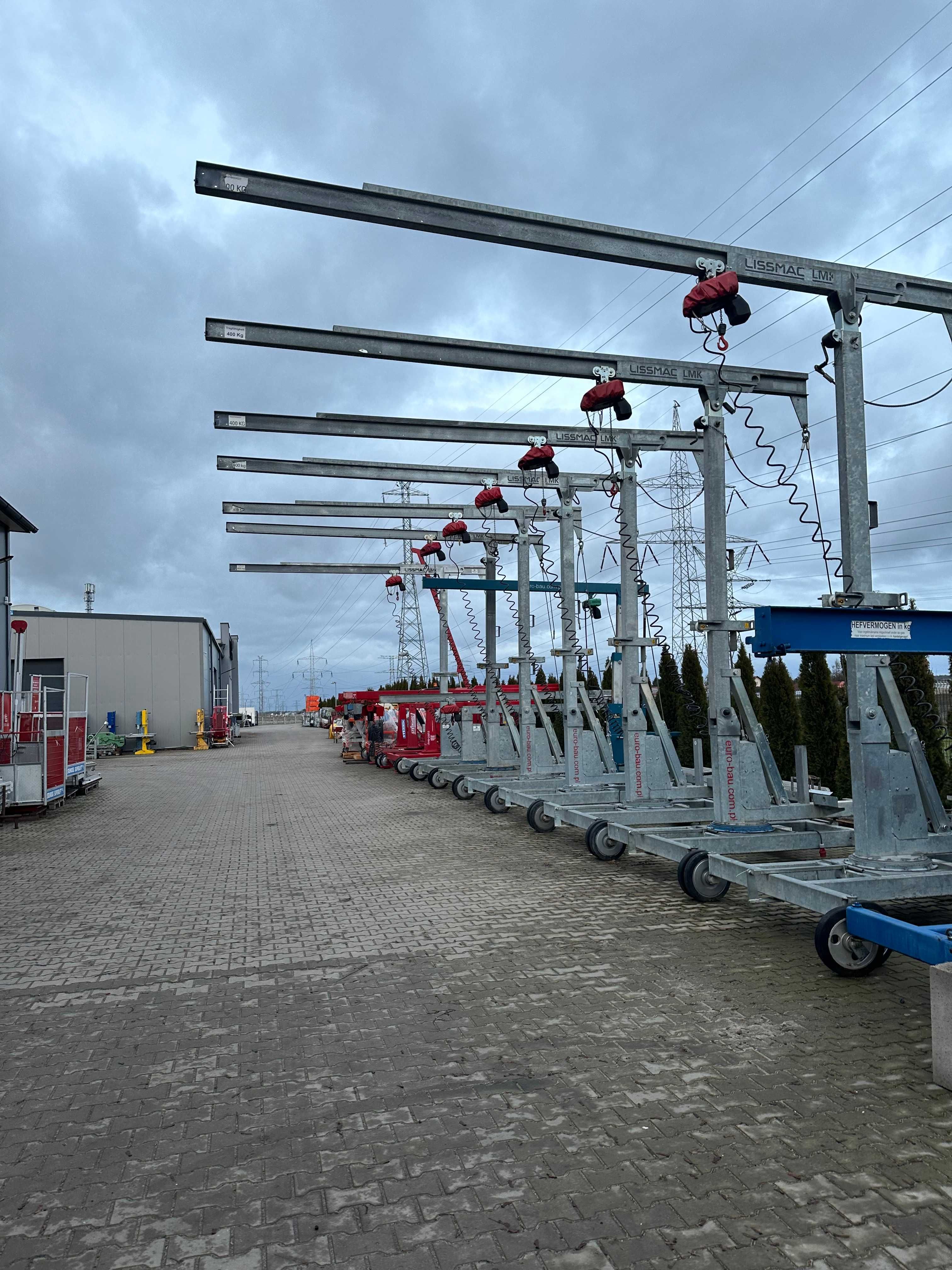 Dźwig żuraw budowlany San Marco 12x12 UDT wciągarka 230V Osie jezdne