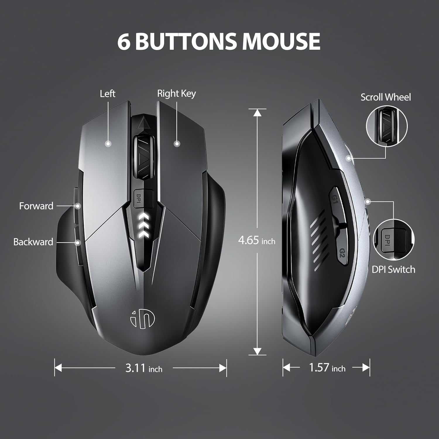 Mysz bezprzewodowa  Inphic PM6 Pro sensor optyczny Mysz gamingowa