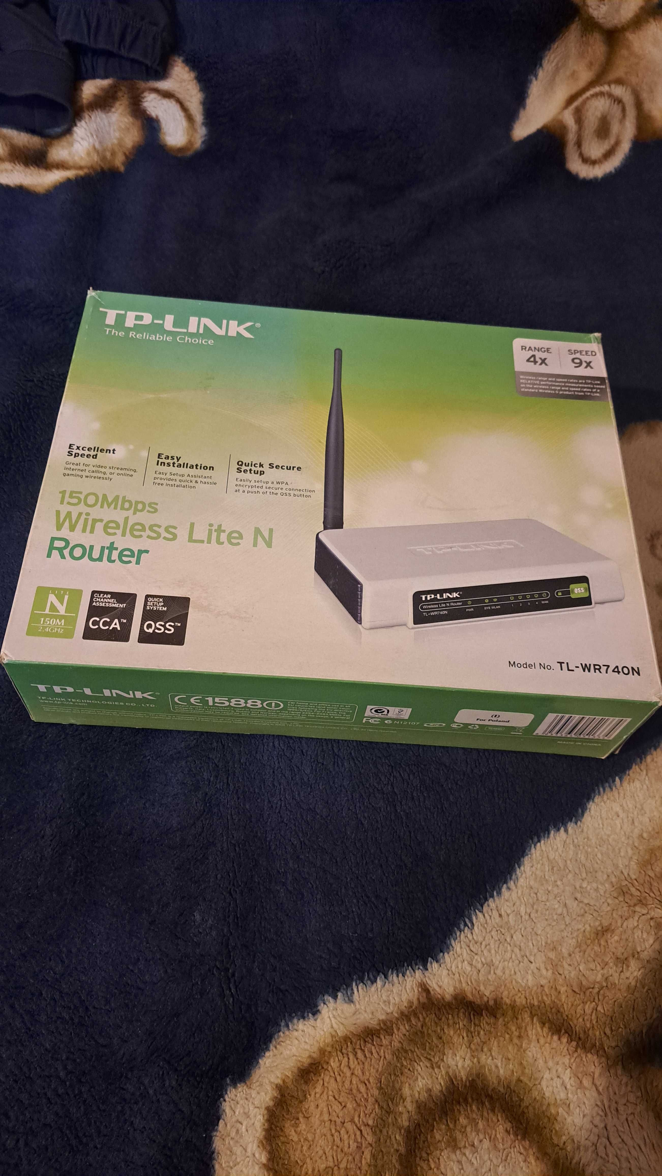 Router TP-Link TL-WR740N WiFi 150Mbps + zasilacz + pudełko