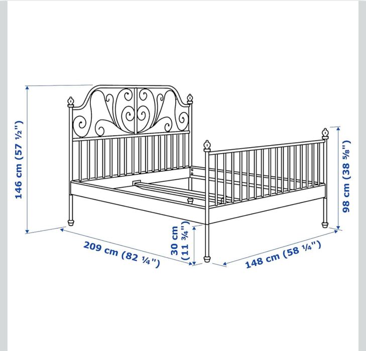 Lóżko ikea leirvik metalowe biale z materacem 140x200