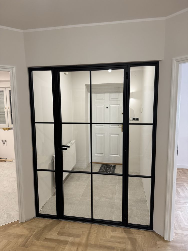 Zabudowy w stylu loft, drzwi przesuwne loft, ścianki szklane