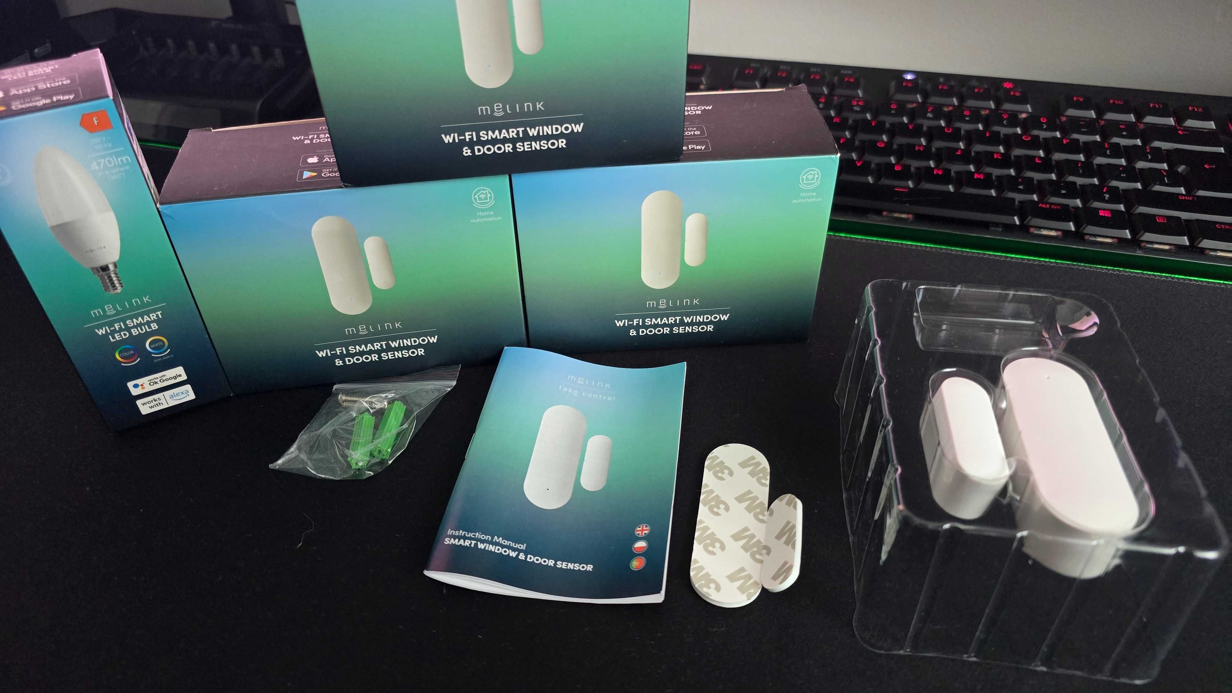 4 x Czujnik wejścia Melink ML1SDS20-WHT Wifi + Żarówka E14 Wifi TUYA