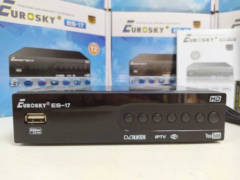Тюнер приемник приставка Т2 EuroSky ES-17 YouTube IPTV MeGoGo DVB-C/T2