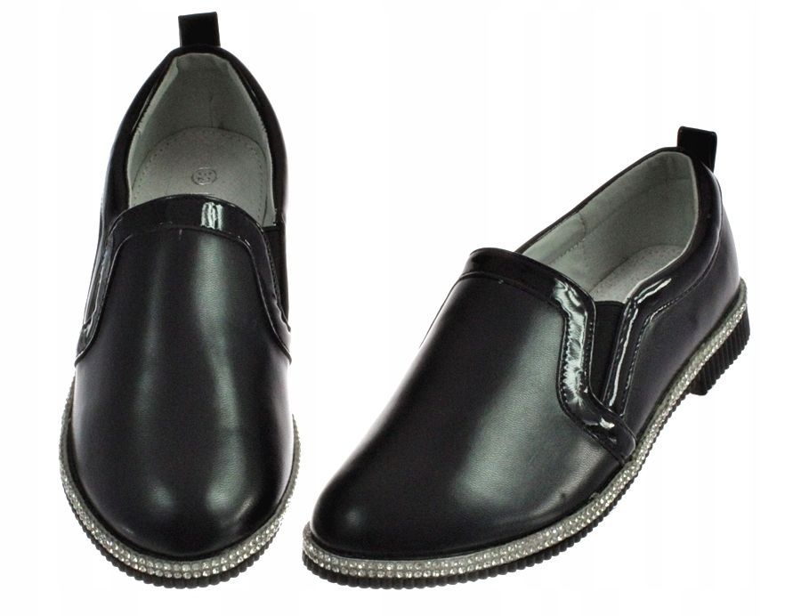 Rozmiar: 32 Półbuty Balerinki Eleganckie Czarne 6095