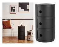Kartell szafka stolik Componibili 3 moduły Czarny mat Ø32H59cm