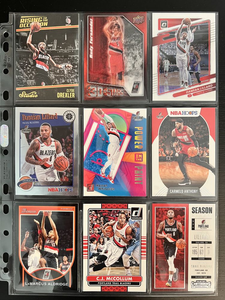 Karty NBA Portland Trail Blazers 99 szt Lillard, Drexler, McCollum