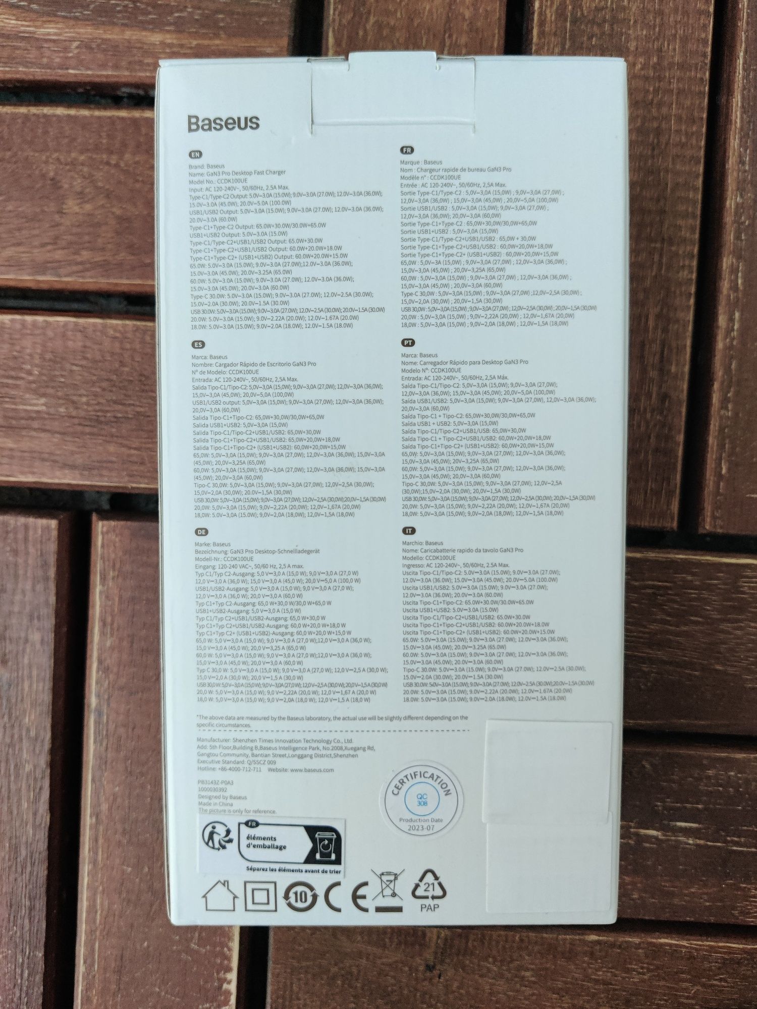 BASEUS GaN3 Pro Ładowarka sieciowa/ zasilacz 2X USB 2XUSB-C QC 20 V 10