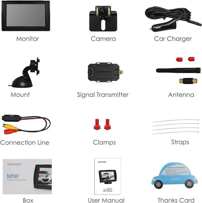 Комплект бездротової камери заднього виду AUTO-VOX M1W
