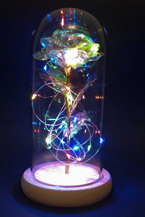 Cudowna Róża w Szkle Podświetlona Prezent Dla Dziewczyny DZIEŃ MATKI