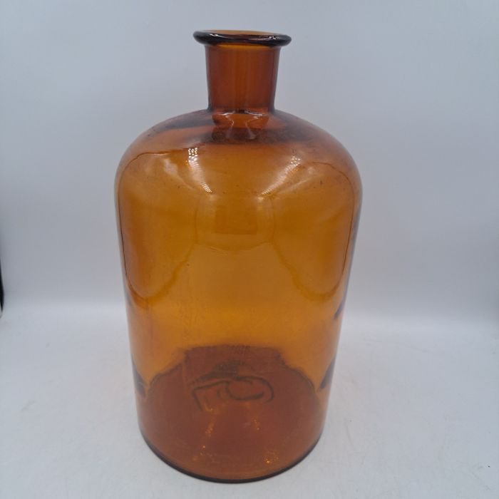 Duża Stara butelka apteczna miodowe szkło z PRL