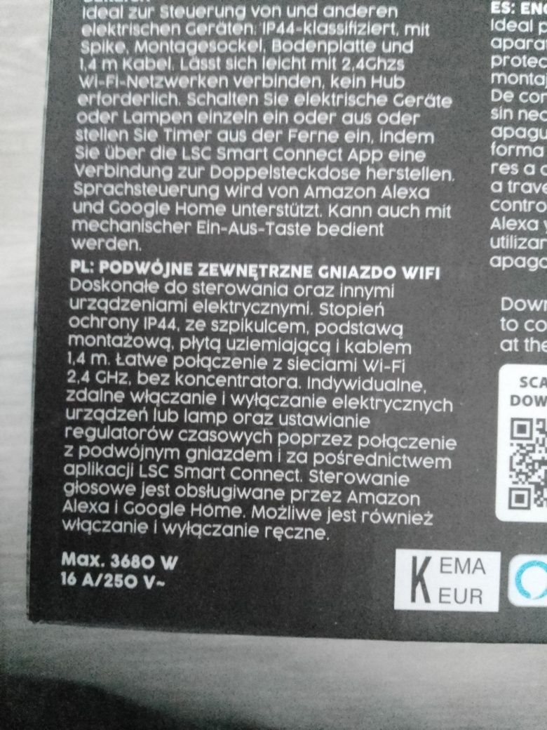 Podwójne zewnętrzne gniazdo WiFi