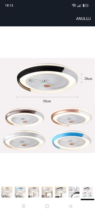 Wentylator sufitowy i lampa LED