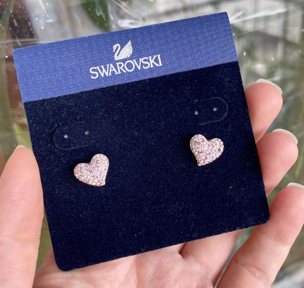 Сережки Swarovski сердечки оригинал гвоздики Сваровски