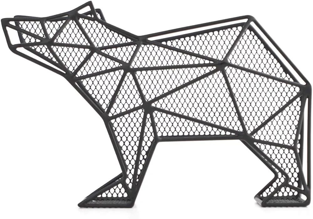 Kikkerland Niedźwiedź ścienny organizer na listy, metal, czarny, 25 x