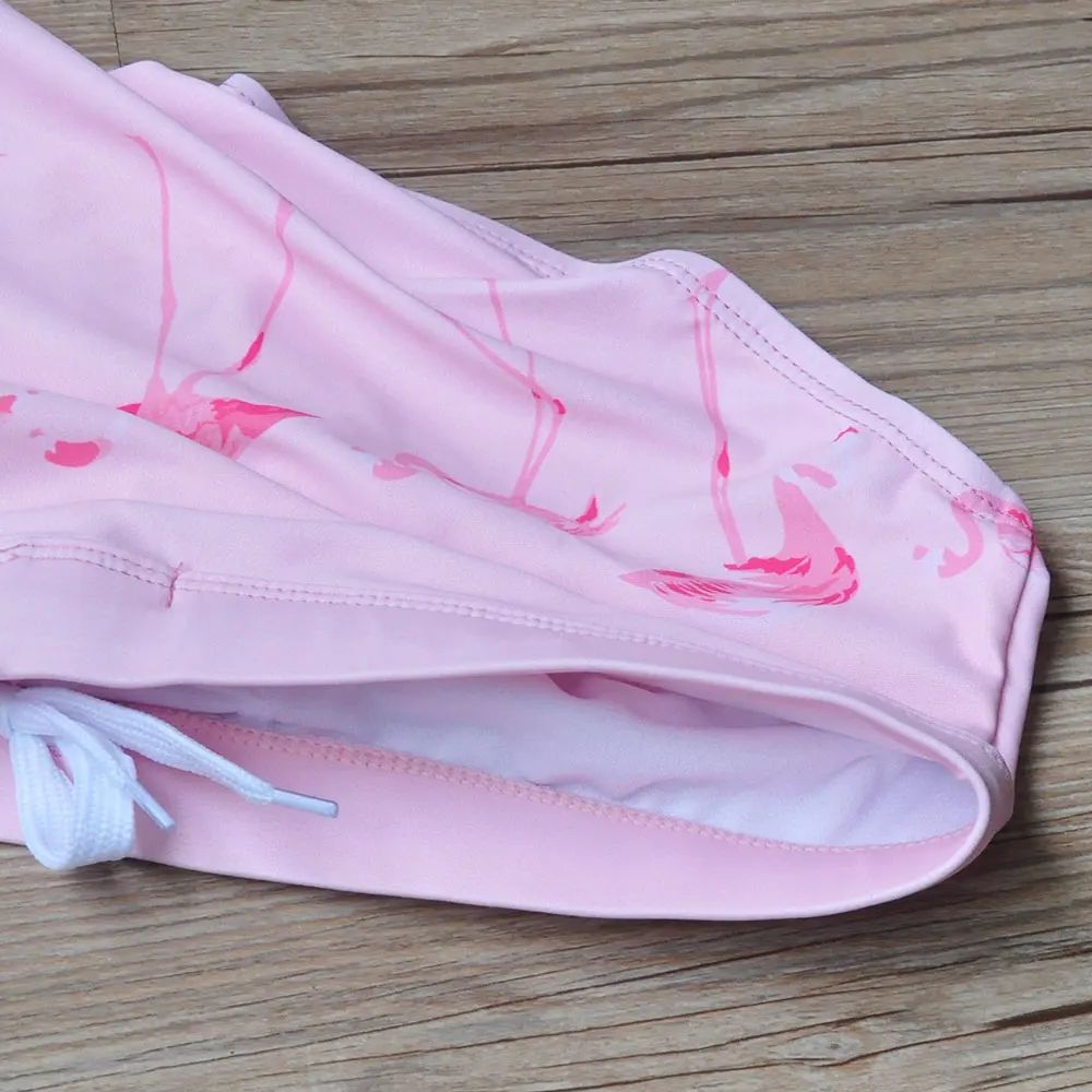 Sexowne Męskie Kąpielówki Flamingi Slipy z Wkładką Push Up - XXL