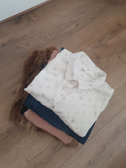 Zestaw ubrań damskich w rozmiarze XL. Różne marki.