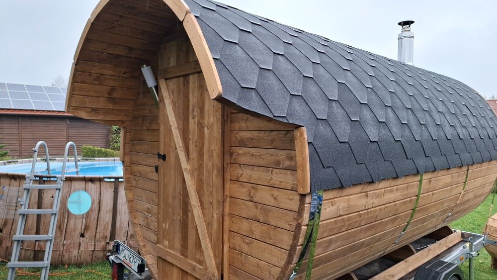 Wynajem Sauna mobilna 8 osób duża przedsionek