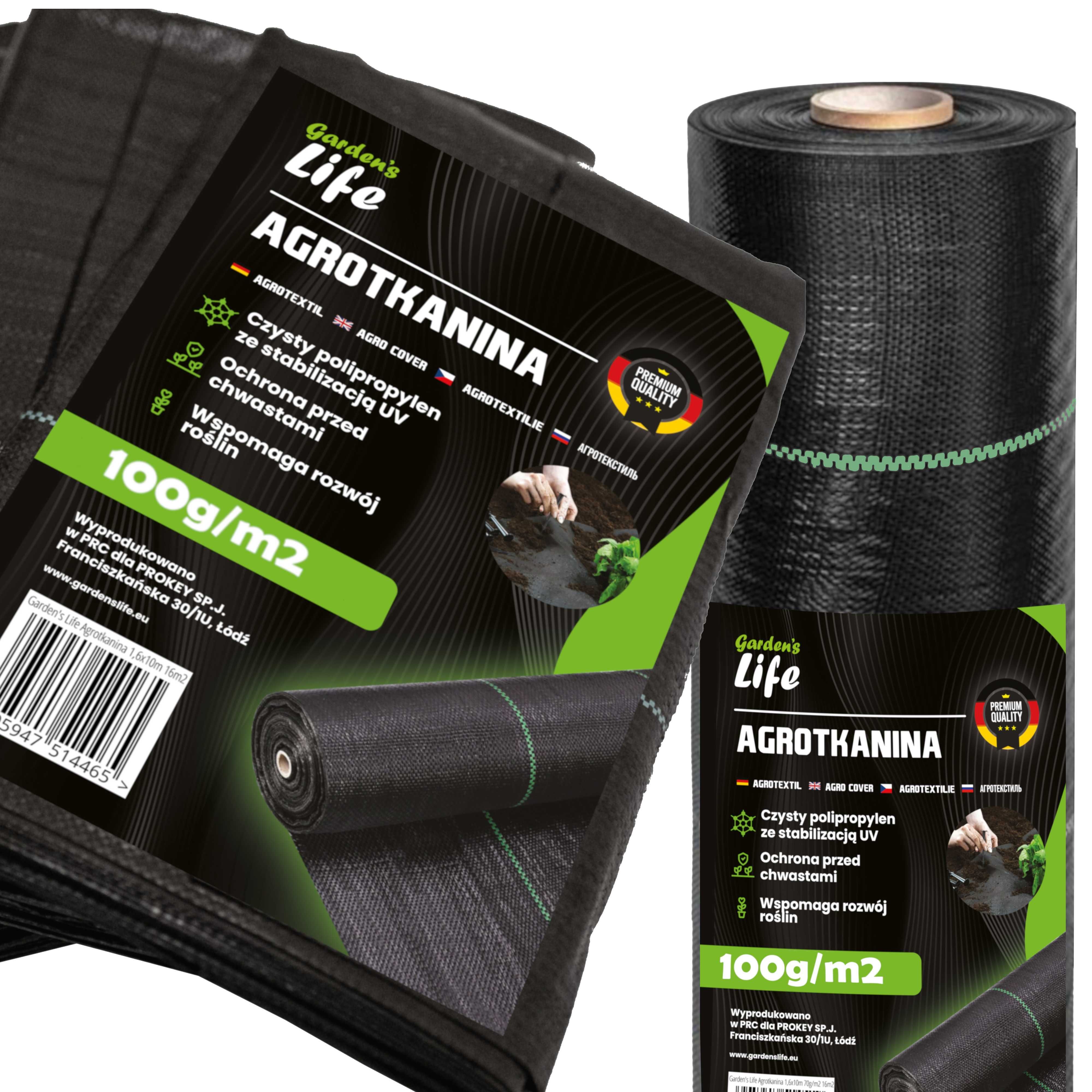Agrotkanina 100g/m2 ; 1,6x10m  gruba, mocna wzmocniona, na lata
