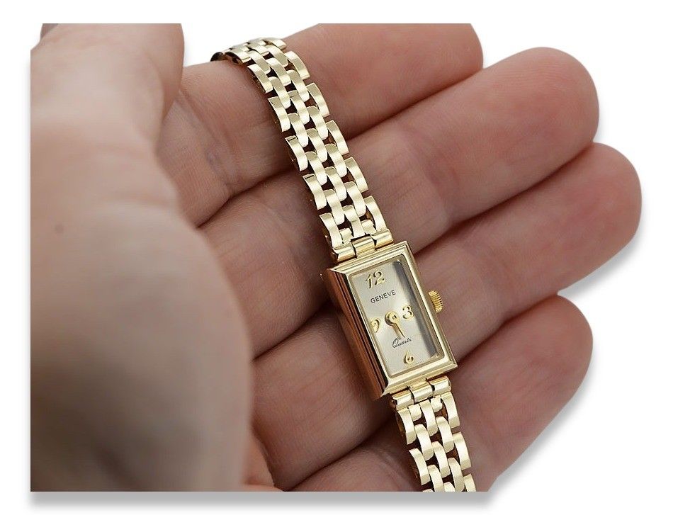 Prześliczny 14k damski złoty zegarek Geneve lw018y Katowice biżuteria