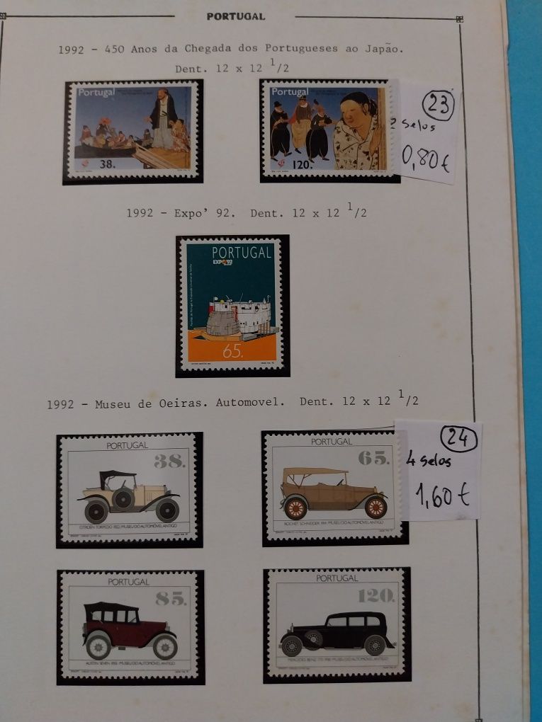Selos de Portugal. Novos c/goma e sem charneira. Ref.21/04. Ano 1992