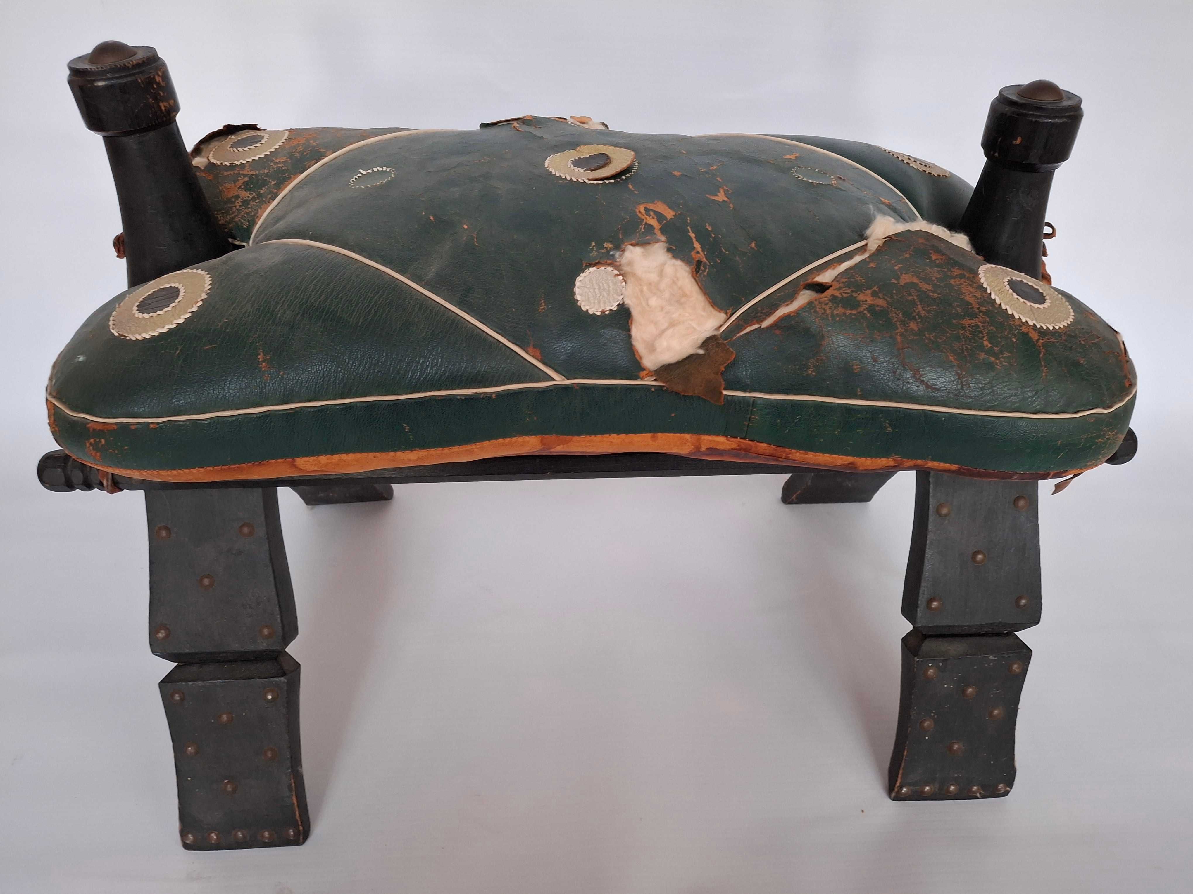 pufa koziołek vintage retro podnóżek 58x31x38 stary składany