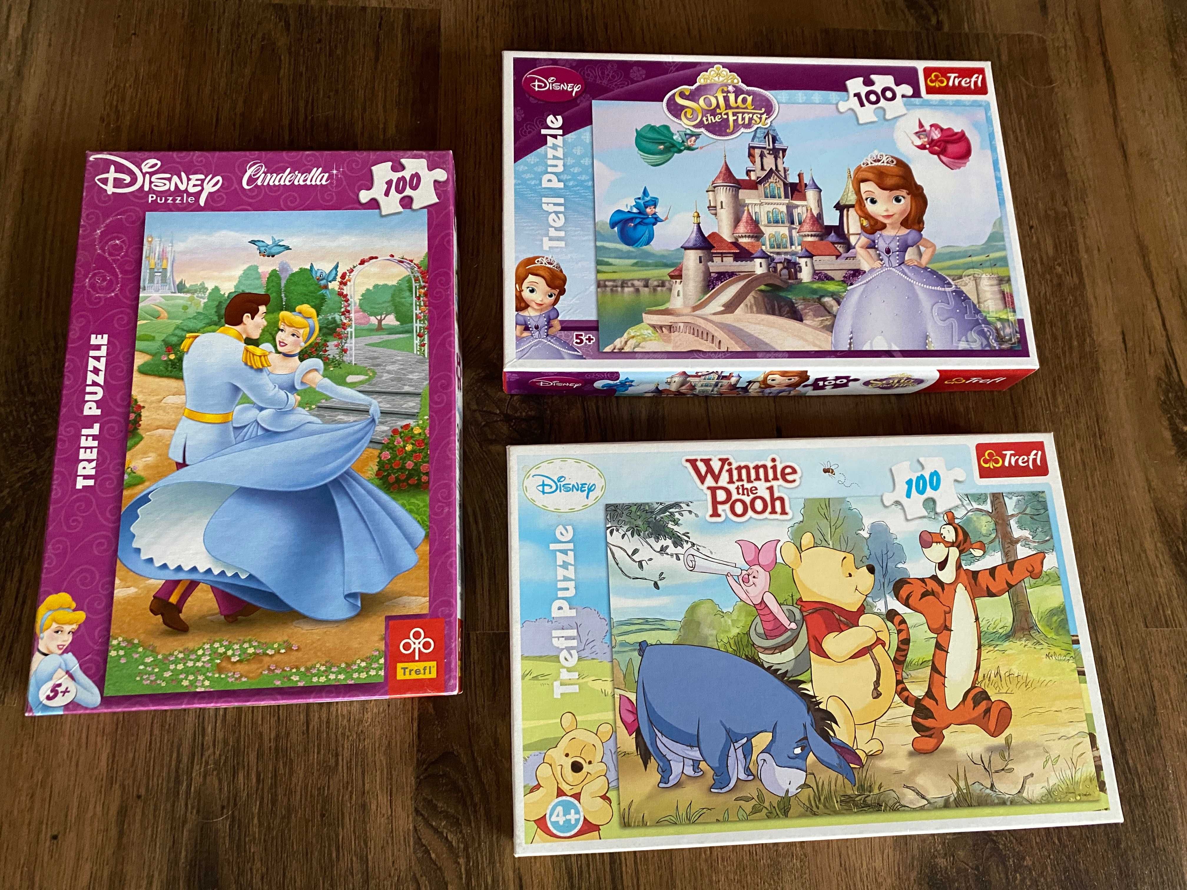 Puzzle Trefl Disney wiek 5+ i 4+ wszystkie po 100 elementów
