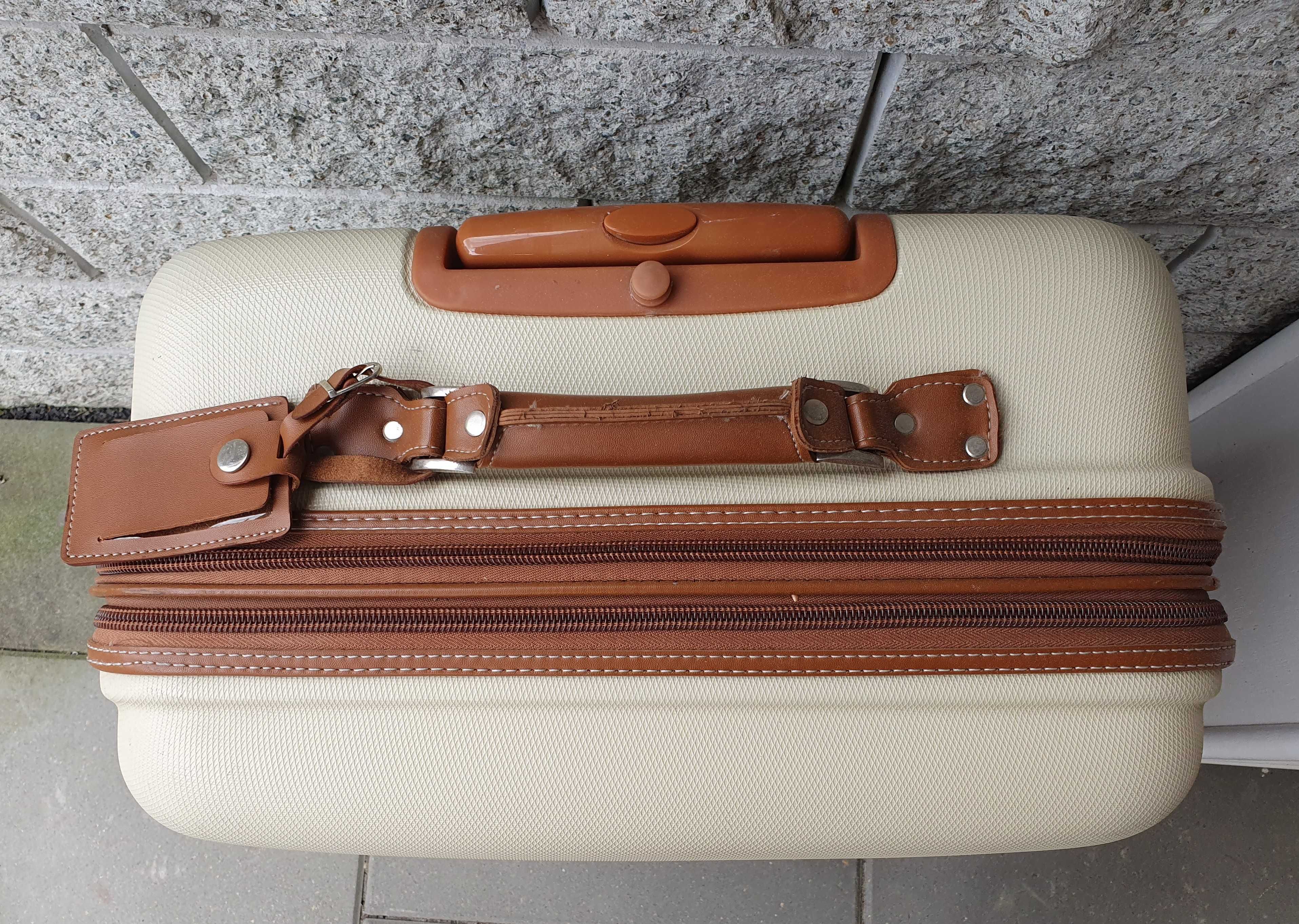 Kremowa beżowa walizka Landor&Hawa Travel Zone duża 70x50x25