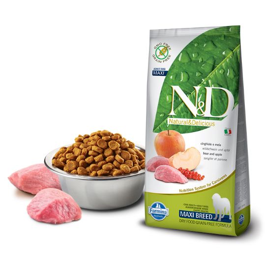 Farmina N&D (Grain Free) Adulto Maxi - Javali e Maça 12kg