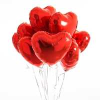 Foliowe balony na walentynki - czerwone serce, 5 sztuk