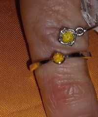 Колекційний рідкостний набір з канареєчним жовтим діамантом каблучка і