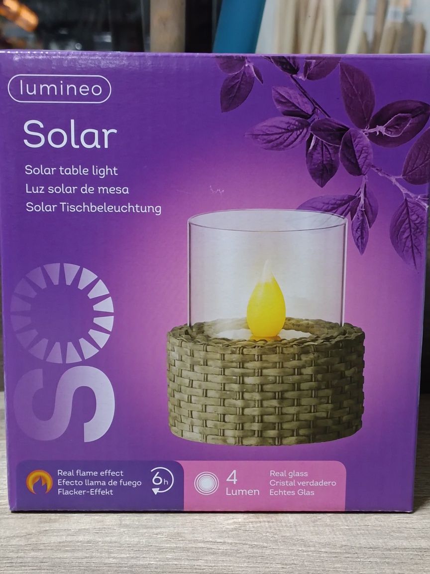 Lampa solarna - efekt płomienia szary