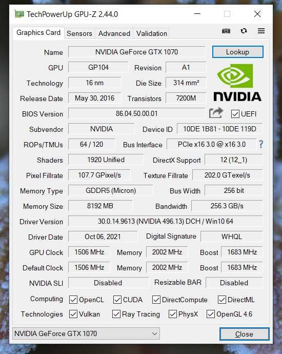 Видеокарта Nvidia Geforce GTX 1070 Manli Turbo 8 Gb