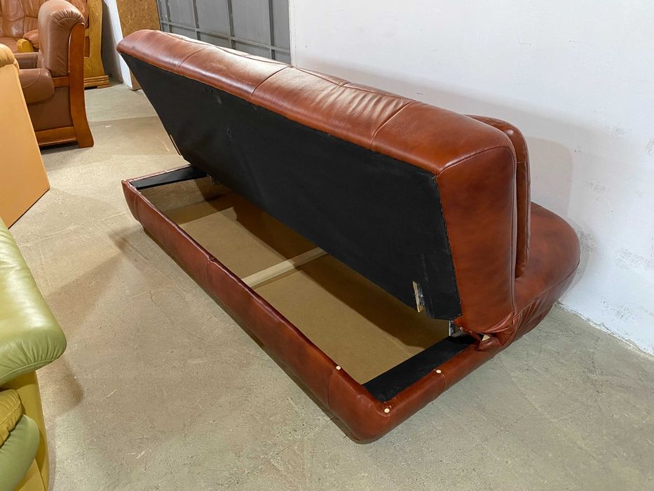Шкіряний розкладний 3-місний диван з натуральноі шкіри
