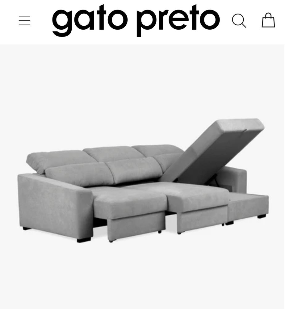 Sofá 3 Lugares com Chaise Long - Gato Preto