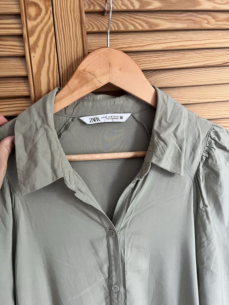 Sukienka khaki Zara XS wiskozowa maxi lato