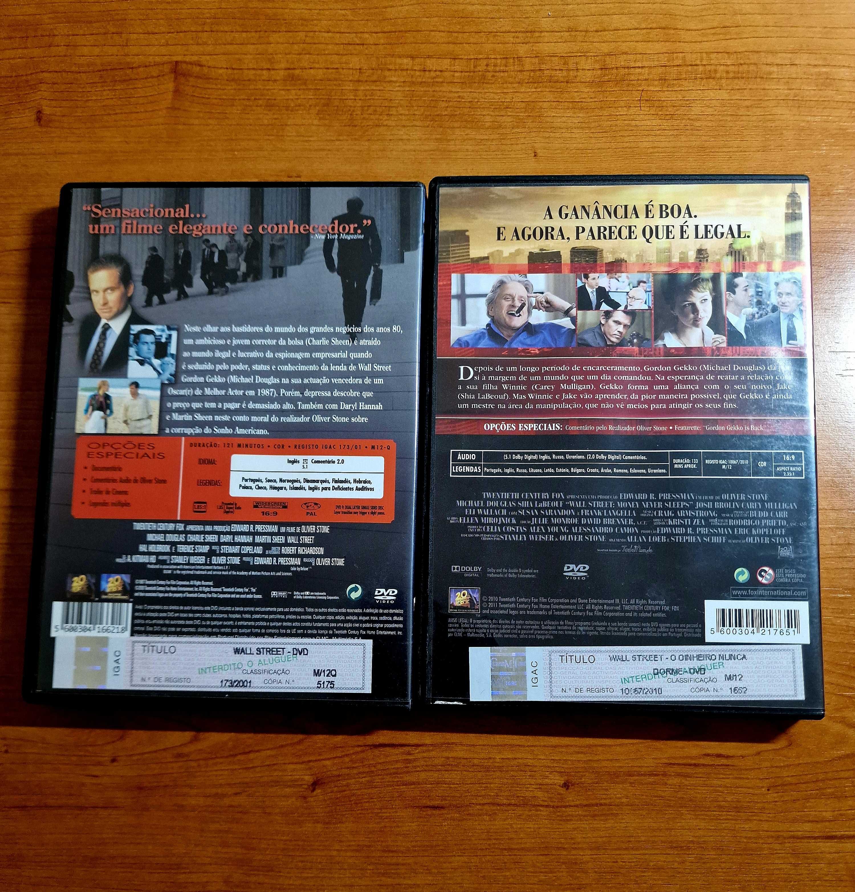 WALL STREET 1 e 2 O Dinheiro Nunca Dorme Michael Douglas/Charlie Sheen