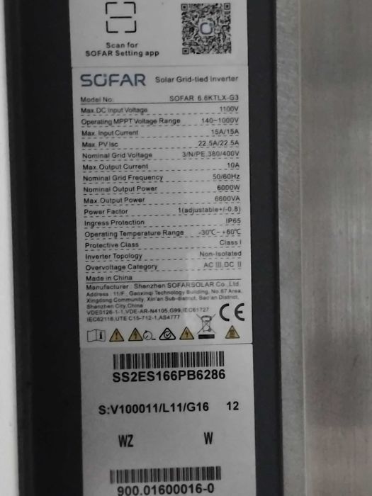 Falownik SOFAR 6 kw, AFORE 4 kw
