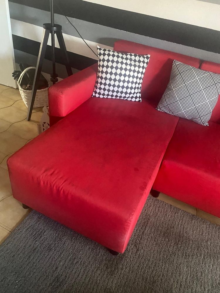 Sofá Vermelho com chaise long
