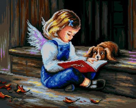 Haft krzyżykowy zestaw, kanwa+mulina+igły, 50x40