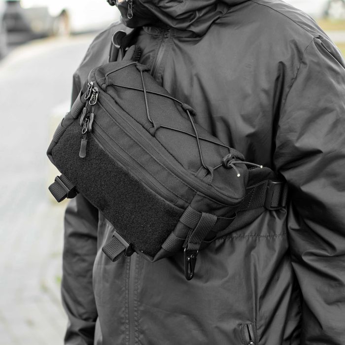 Тактична бананка нагрудна сумка TAC BIG Black поясна сумка з MOLLE