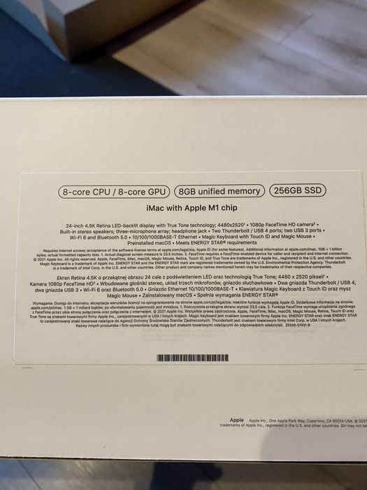 Imac 24” M1 4.5K retina 256gb
