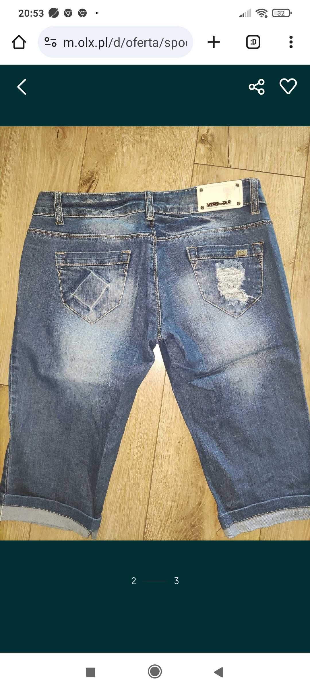 Rybaczki spodenki jeans cekiny dziury M 38